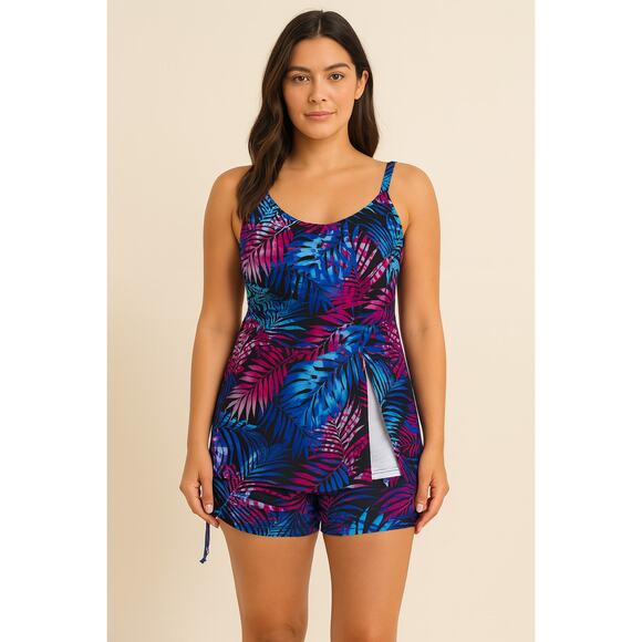 Kate Kasin Women's Swimsuit Tankini Set Size S Tropical Print Resort Beach NWT - Picture 1 of 3